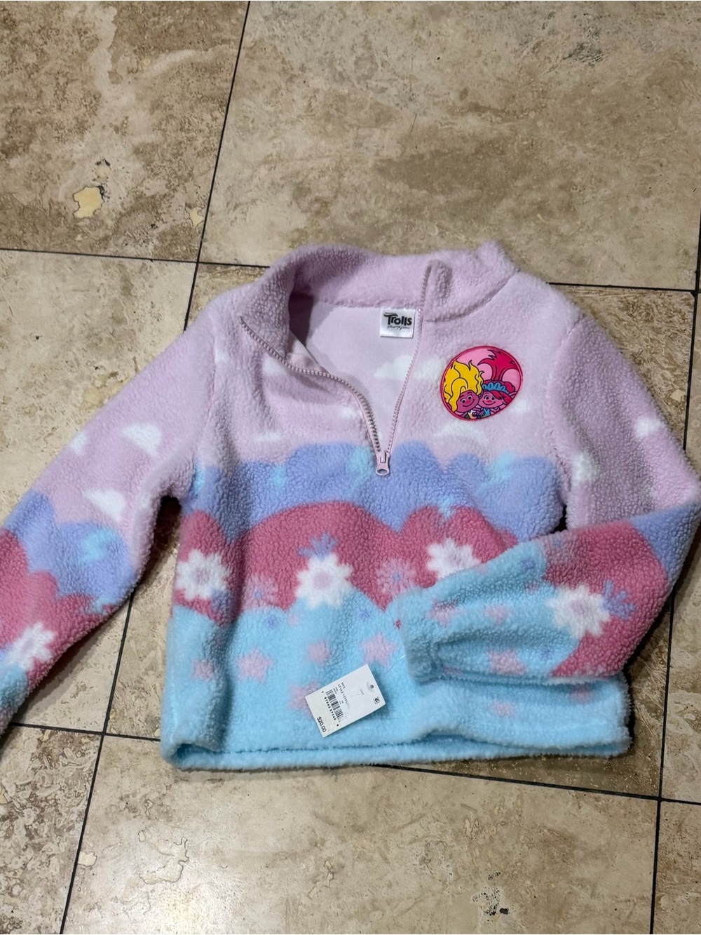 Trolls Fuzzy Half-Zip Pullover in Pink, Blue & Lavender